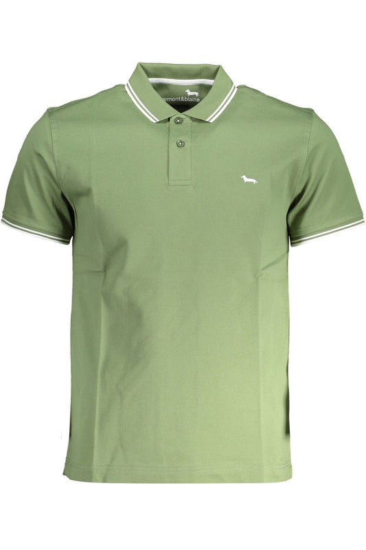 Green Cotton Men Polo Shirt