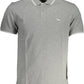 Gray Cotton Men Polo Shirt