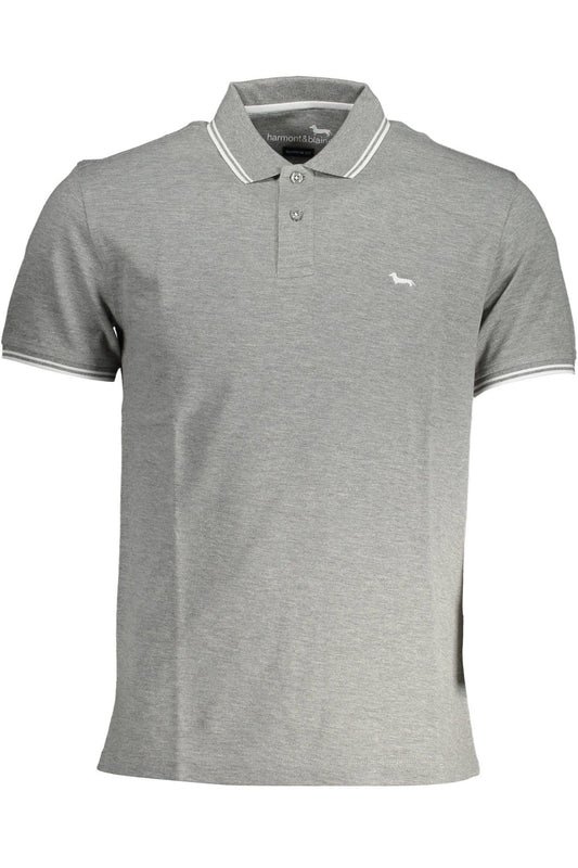 Gray Cotton Men Polo Shirt