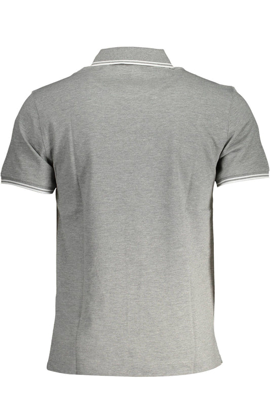 Gray Cotton Men Polo Shirt