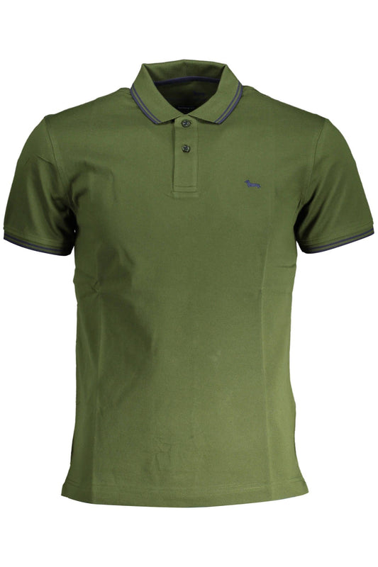 Green Cotton Men Polo Shirt