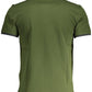 Green Cotton Men Polo Shirt