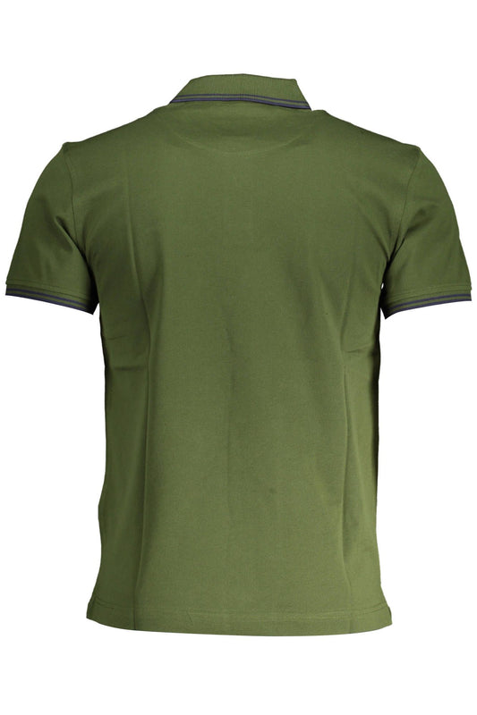 Green Cotton Men Polo Shirt