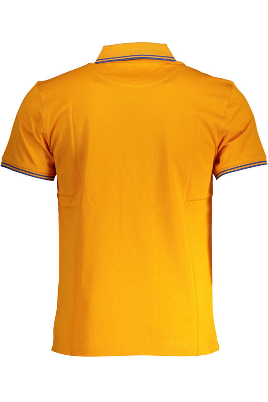 Orange Cotton Men Polo Shirt