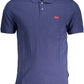 Blue Cotton Men Polo