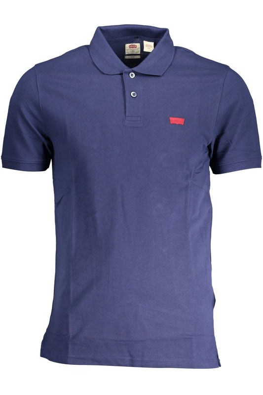 Blue Cotton Men Polo