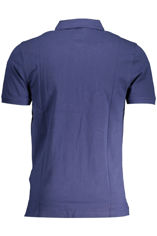 Blue Cotton Men Polo