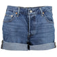 Blue Cotton Women Short