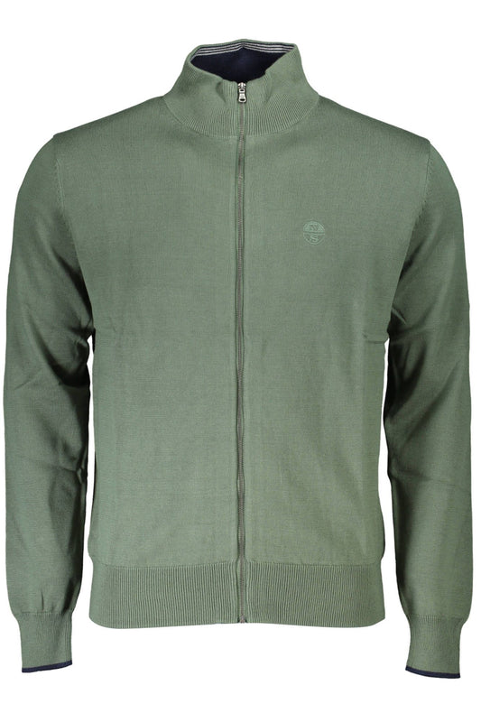 Green Cotton Men Cardigan