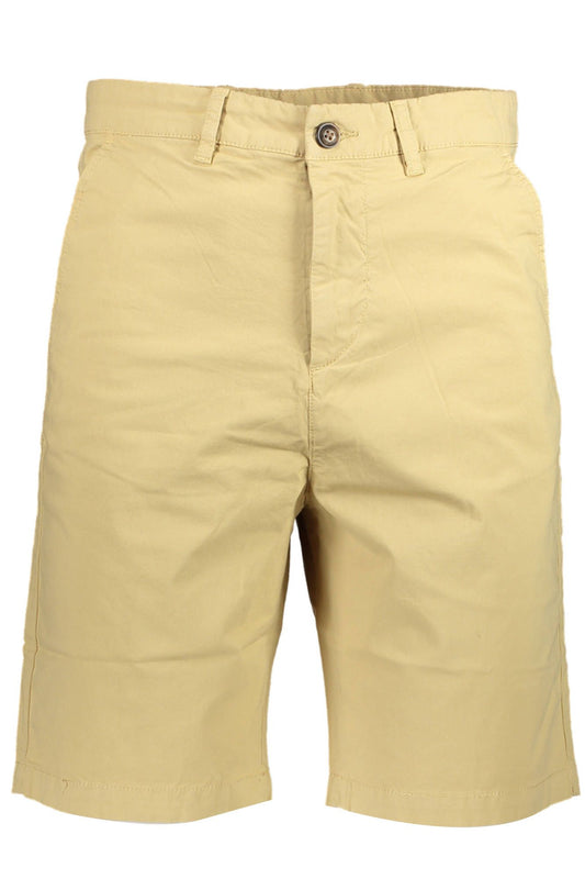 Beige Cotton Men Bermuda Shorts