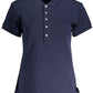 Blue Cotton Women Polo Shirt