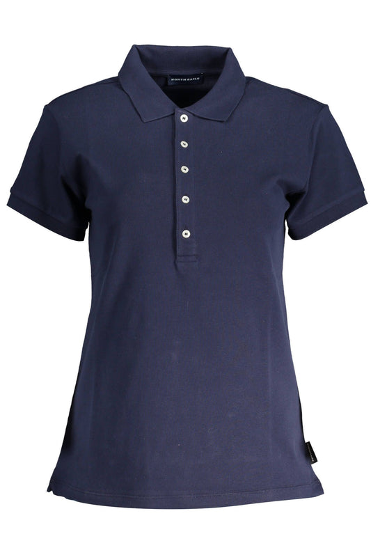 Blue Cotton Women Polo Shirt