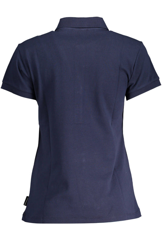 Blue Cotton Women Polo Shirt