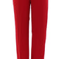 Chic Red Virgin Wool Dress Pants
