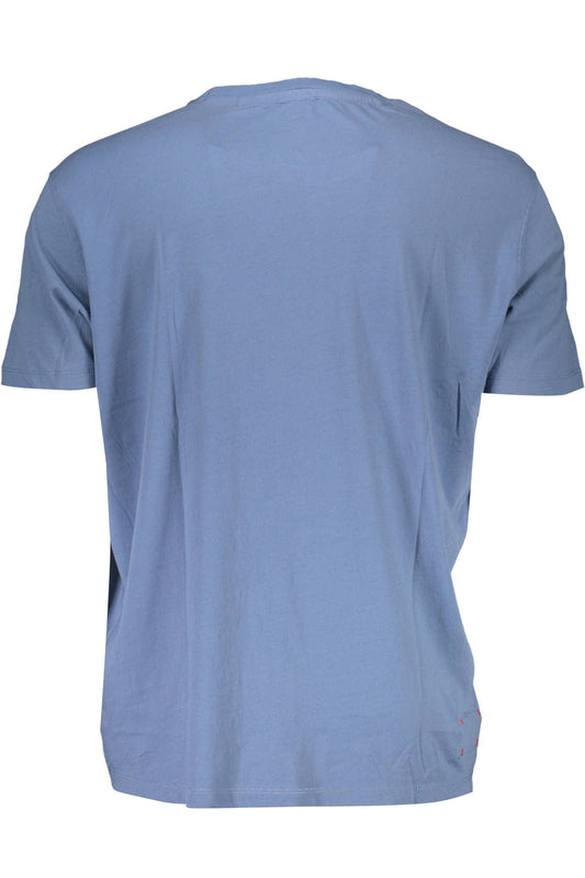 Blue Cotton Men T-Shirt