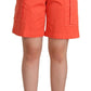 Chic High-Waisted Cargo Shorts in Vibrant Orange