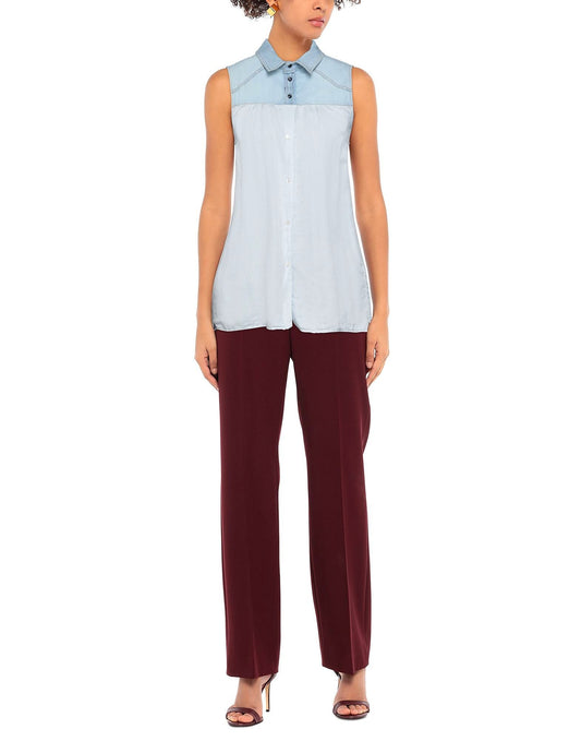 Light Blue Silk Women Shirt