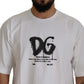Elegant White Crewneck T-Shirt with Logo Detail