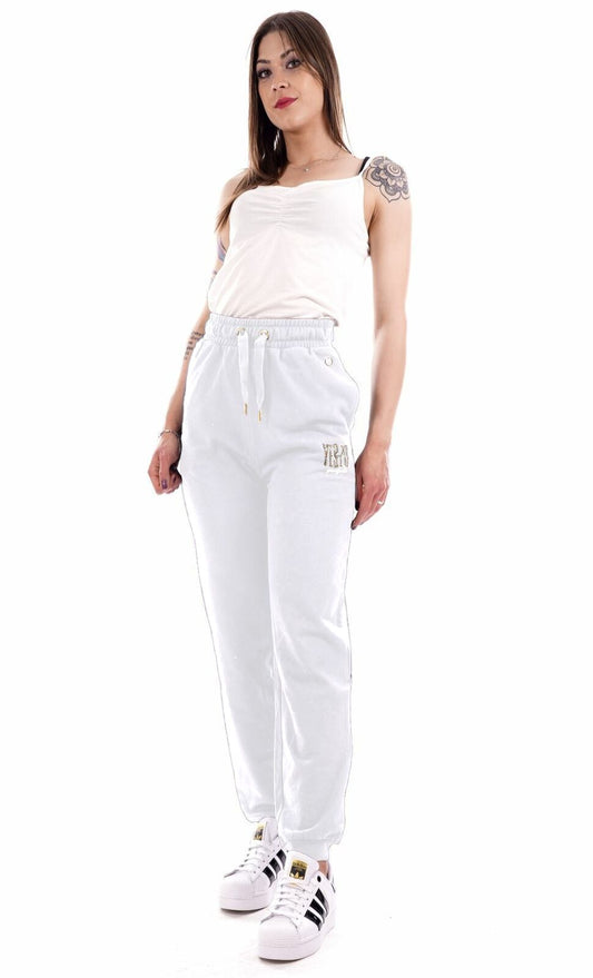 White Cotton Women Sweatpants