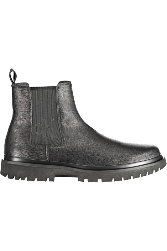 Black Polyester Men Boot