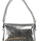 Silver Polyurethane Women Handbag