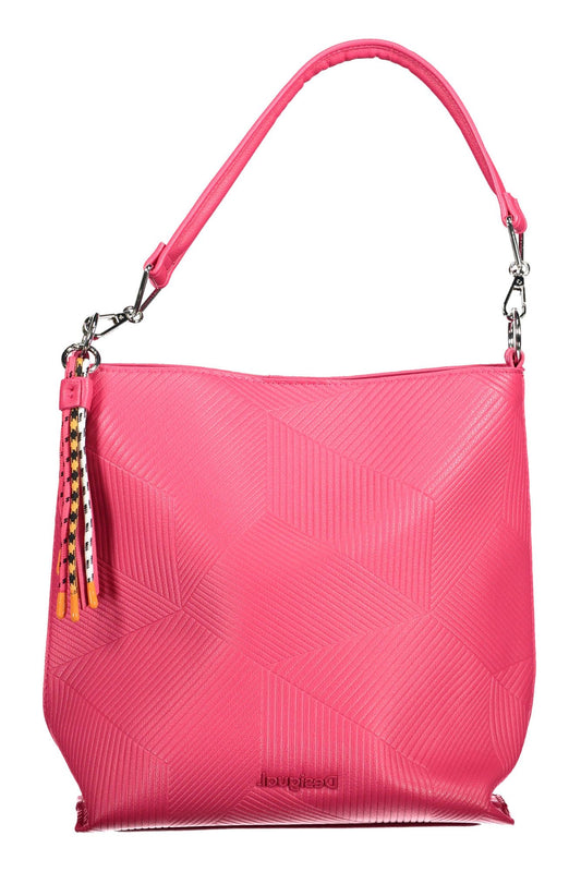 Pink Polyurethane Women Handbag