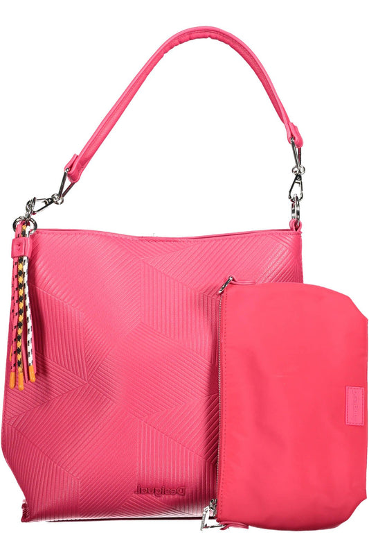 Pink Polyurethane Women Handbag