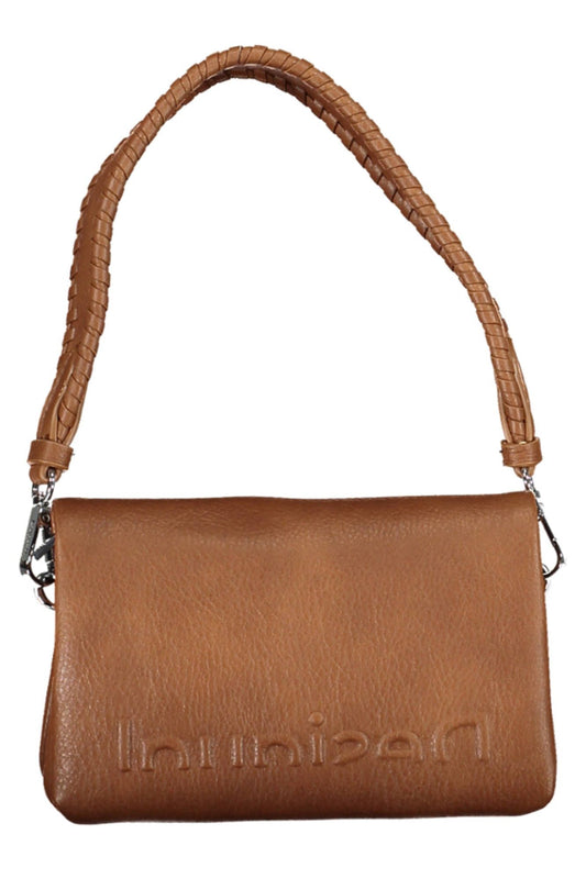 Brown Polyurethane Women Handbag