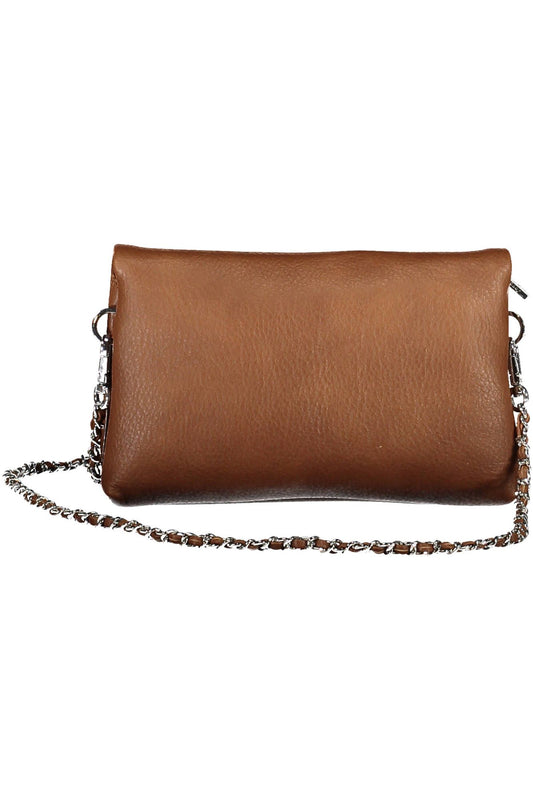 Brown Polyurethane Women Handbag