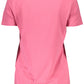 Chic Pink Embroidered Logo Tee with Contrast Detail