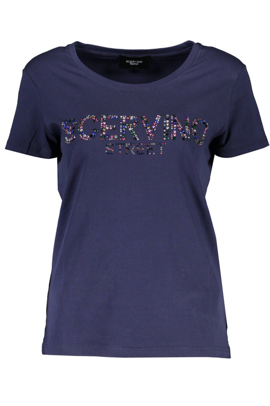 Blue Cotton Women T-Shirt
