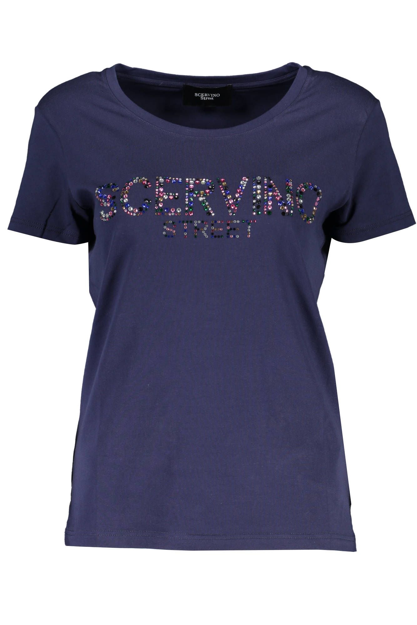 Glitter-Logo Crew Neck Tee in Blue