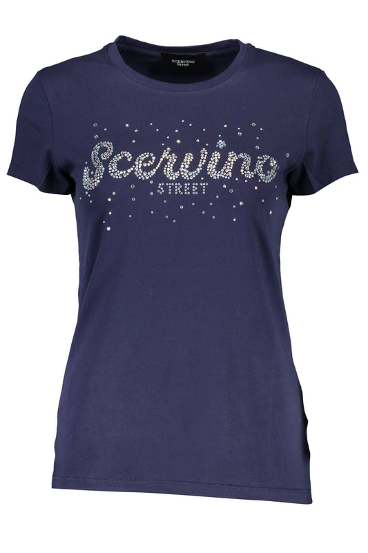 Blue Cotton Women T-Shirt