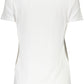 Glittered Logo White Tee with Wide Neckline