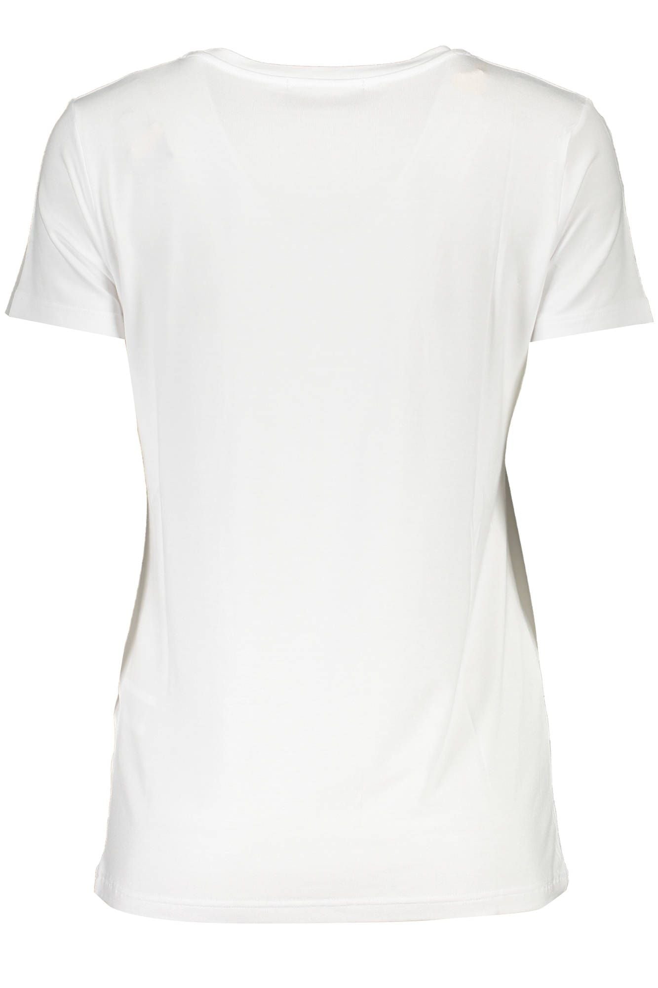 Glittered Logo White Tee with Wide Neckline