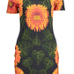 Vibrant Green Print Short Sleeve Dress