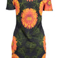 Vibrant Green Print Short Sleeve Dress