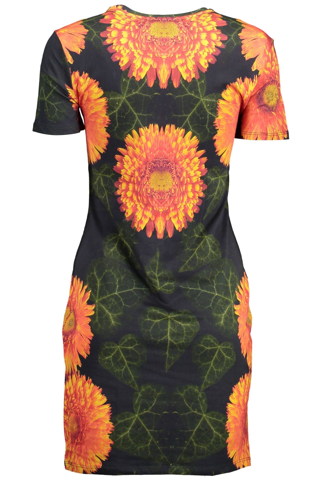 Vibrant Green Print Short Sleeve Dress