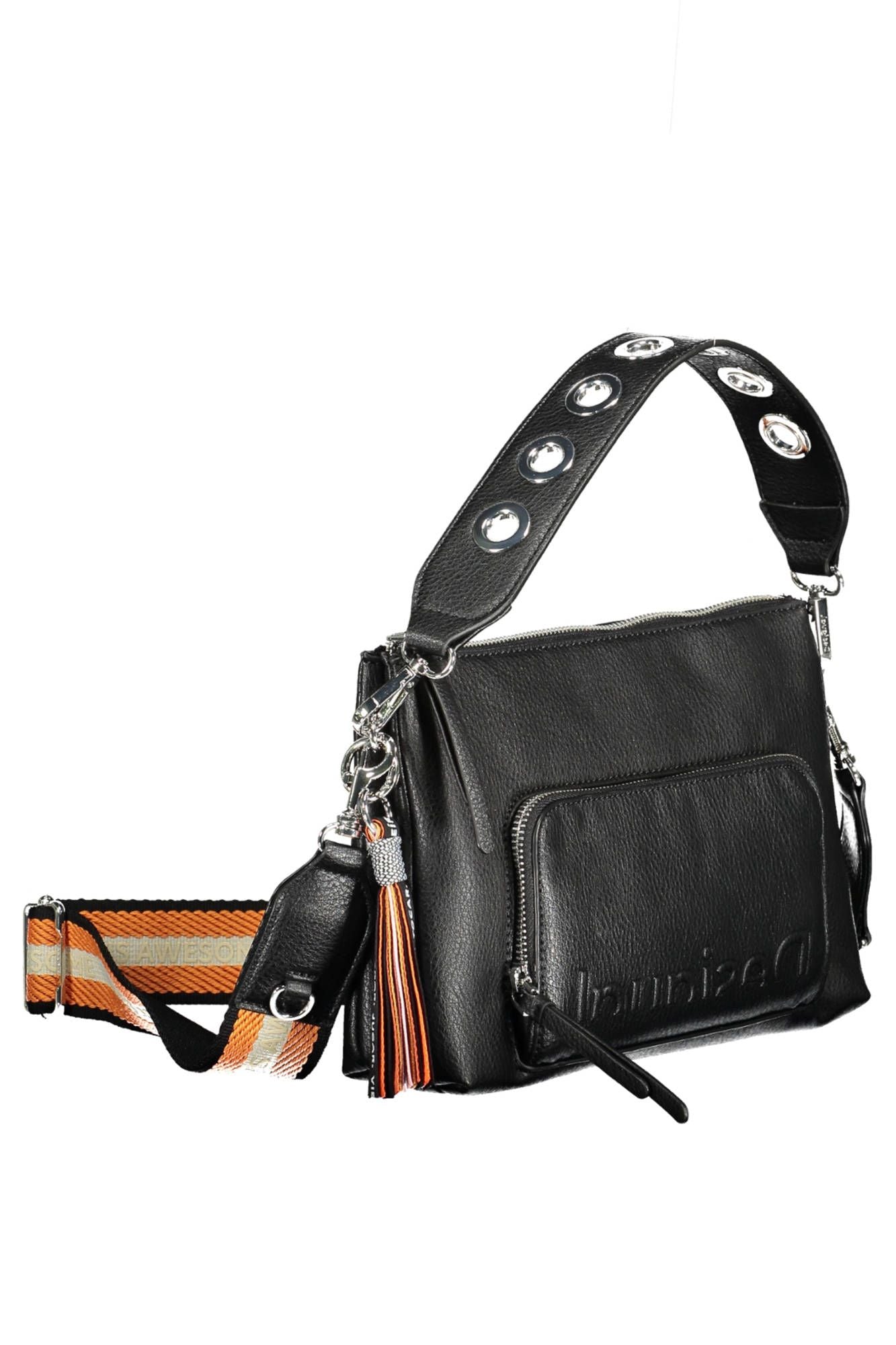 Black Polyurethane Women Handbag