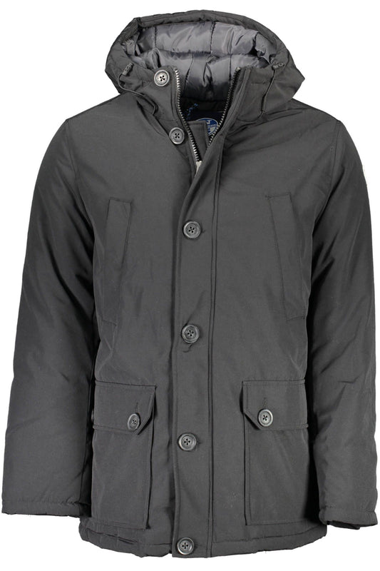 Black Polyester Men Jacket