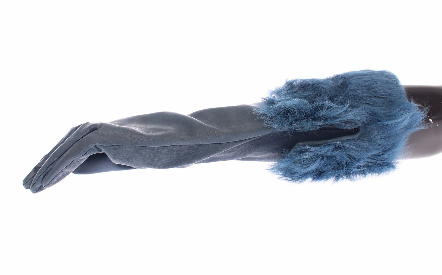 Elegant Blue Lambskin Leather Gloves