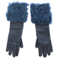 Elegant Blue Lambskin Leather Gloves