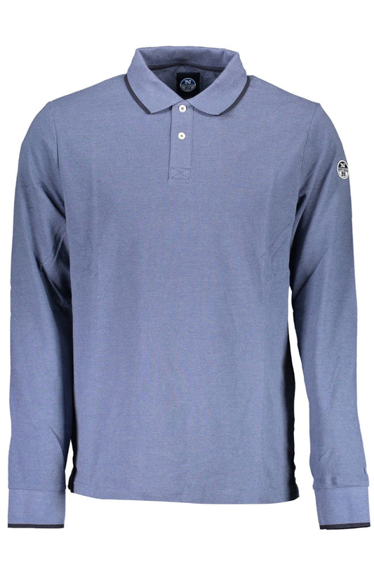 Blue Cotton Men Polo Shirt