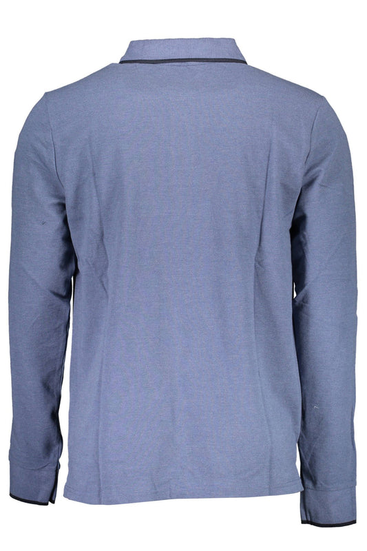 Blue Cotton Men Polo Shirt