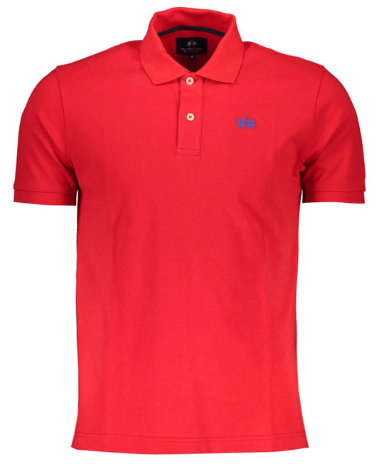 Red Cotton Men Polo Shirt