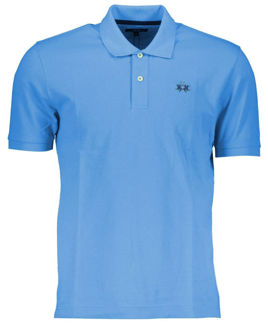 Light Blue Cotton Men Polo Shirt