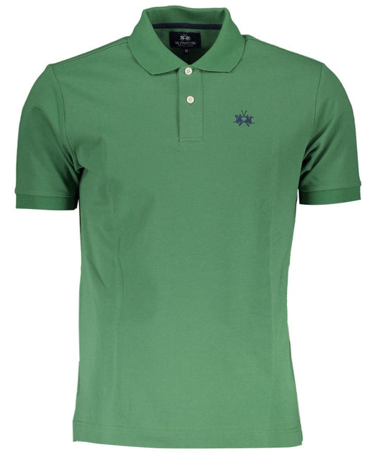 Green Cotton Men Polo Shirt