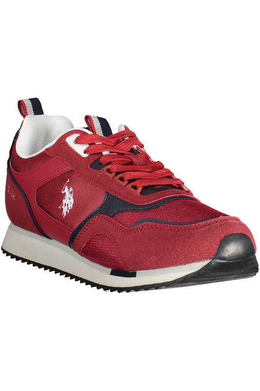 Red Polyester Men Sneaker