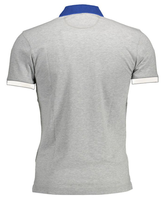Gray Cotton Men Polo Shirt