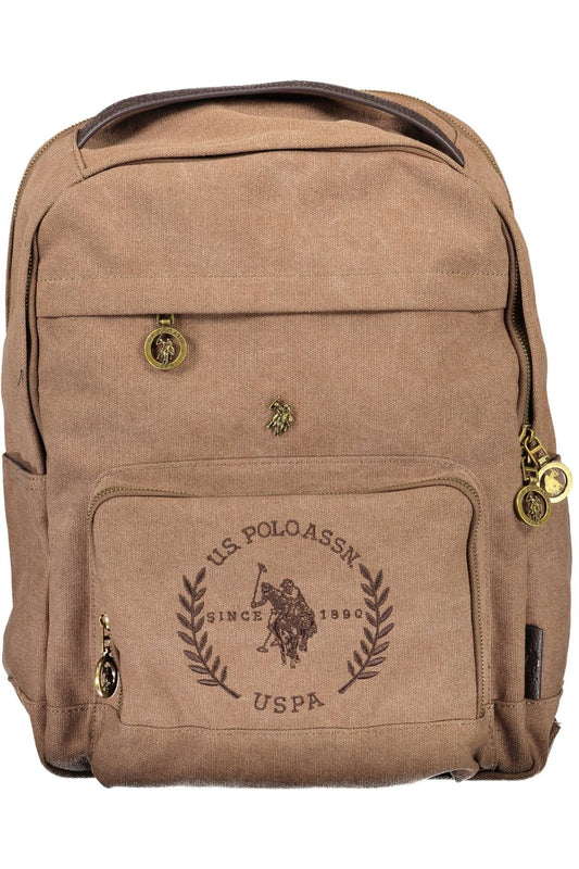 Brown Polyester Men Backpack